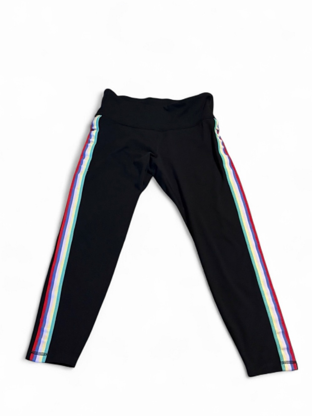 Old Navy Black Leggings with Rainbow Side Stripes
